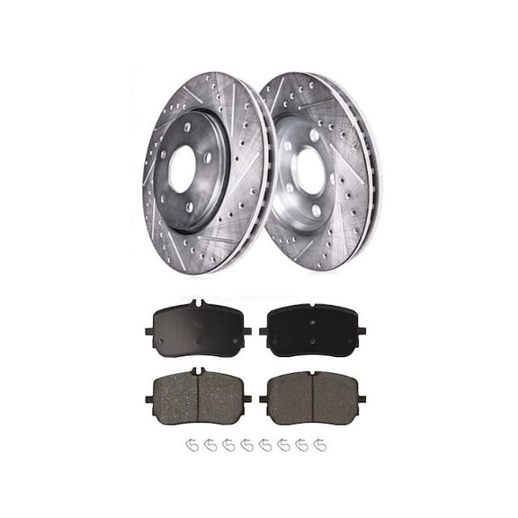 Front Brake Pad and Rotor Kit - Compatible with 2019 - 2022 Mercedes-Benz A220 2020 2021