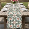 thumbnail image 4 of Boho Flowers Table Runner 48 Inches, Farmhouse Abstract Geometric Patterned Bed Runner Dresser Scarves Tabletop for Indoor Outdoor Parties/Ceremony/Banquet, 13" x 48", 4 of 8