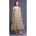 thumbnail image 3 of Bimba Ivory Floral Leaves & Rose Mid Calf Nightwear Ladies Cotton Printed Sleeveless Night Gown Maxi Dress X-Small, 3 of 6