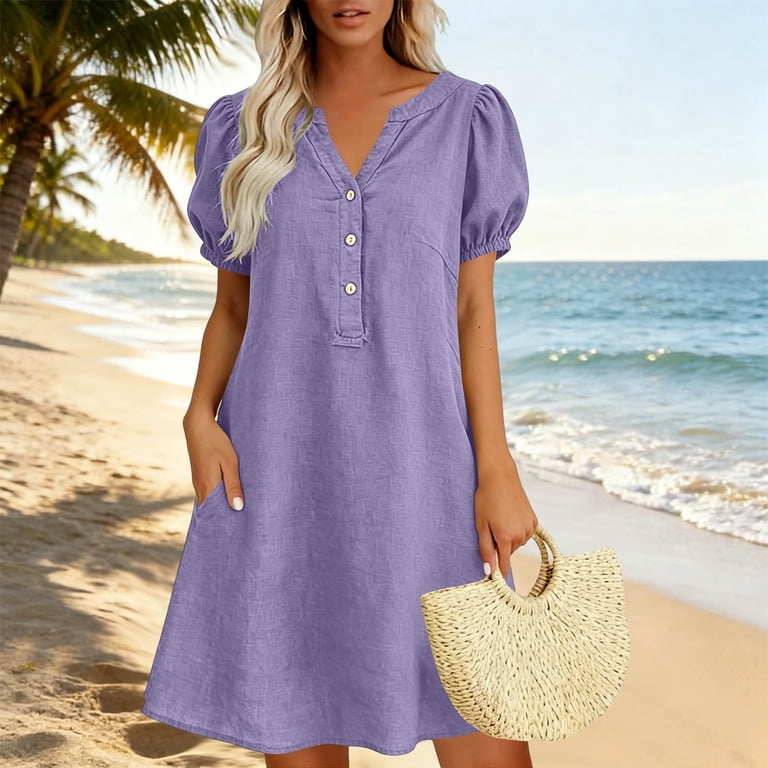 cute summer linen dresses maisdgop Linen Dresses for Women 2025 Plus Size Cap Sleeve Pleated Summer Midi Dress Vacation Casual Knee Length Sundresses at Amazon Women's Clothing store