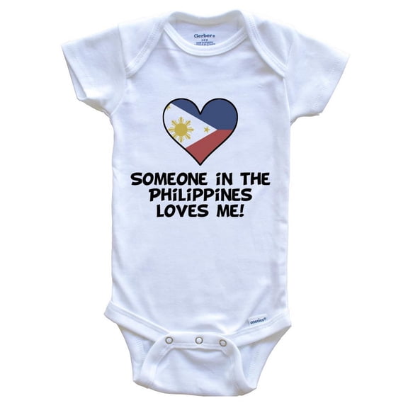 Someone In the Philippines Loves Me Filipino Flag Heart Baby Bodysuit, 0-3 Months White