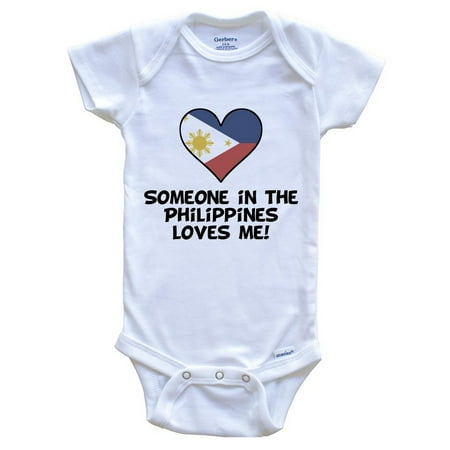 

Someone In the Philippines Loves Me Filipino Flag Heart Baby Bodysuit 0-3 Months White