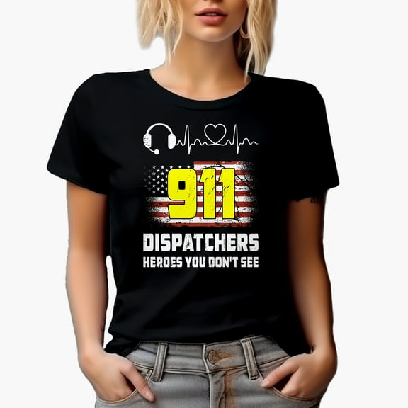 911 Dispatchers, Heroes You Don't See, Black T-Shirt, Small