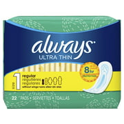 Always Ultra Thin Pads, Unscented, 22 Ct