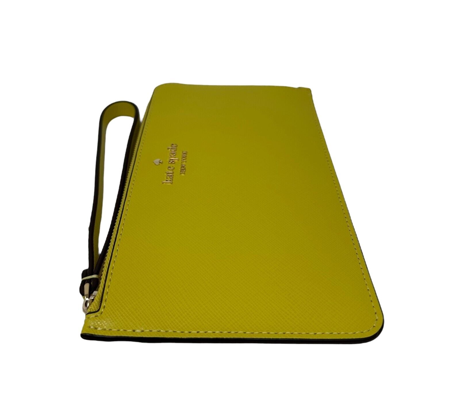 Kate Spade Lucy Medium L-Zip Saffiano Leather Wristlet in Lime Slice KD546 $139