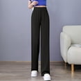 thumbnail image 6 of Idoravan Plus Size Women's Pants under $20 Ladies' Ice Silk High Waist Drooping Casual Loose Narrow Straight Leg Pants Black XXXL, 6 of 8