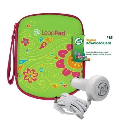 Leapfrog Leappad Accessories On-The-go Bundle. Flower Carrying Case, Car Adapter & $15 Digital Download Card