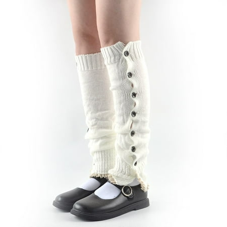 

4 pairs * Women Winter Warm Crochet Knitted Boot Socks Knee Length Leg Warmers Extra Long Thigh High Buttons Leg Warmers Pile Socks hanes socks for men 9-12