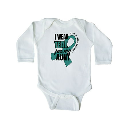 

Inktastic I Wear Teal For My Aunt Ovarian Cancer Awareness Gift Baby Boy or Baby Girl Long Sleeve Bodysuit