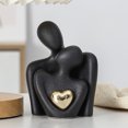 thumbnail image 5 of wtgtog Golden Heart Abstract Ceramic Ornaments, Couple Cuddle Design Male Female Figures, Decorative Statue for Home, Bookshelf Desk Coffee Table Decor, Valentine's Day Gift, Love Emblem, 5 of 6