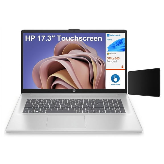HP 17 17.3" Touchscreen HD Laptop Computer, Intel Pentium Silver N5030 up to 3.1GHz, 8GB DDR4 RAM, 512B PCIe SSD, 802.11AC WiFi, Bluetooth 5.0, 1-Year Office 365, Silver, Windows 11 Home
