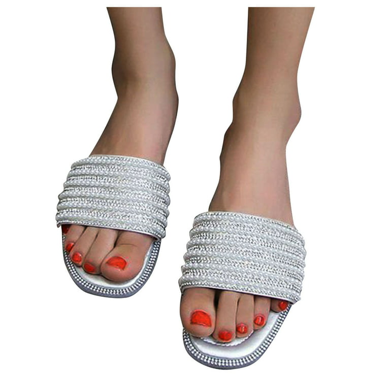 Women'S Slippers Women'S Summer Sequins Anti-Slip Sandals Slipper Indoor &  Outdoor Flip-Flops Shoes For Women Other Sliver 37 