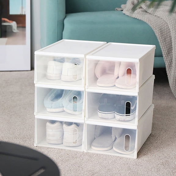 MOKKHNB 2-Pack Transparent Plastic Shoe Organizers Storage Boxes for Home, Clear for Easy Viewing