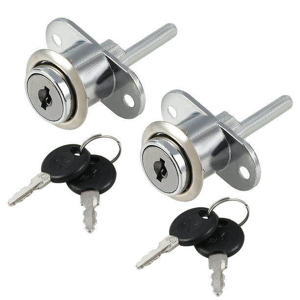 2pcs 3/4" Cylinder Diameter Drawer Plunger Lock w Key, Keyed