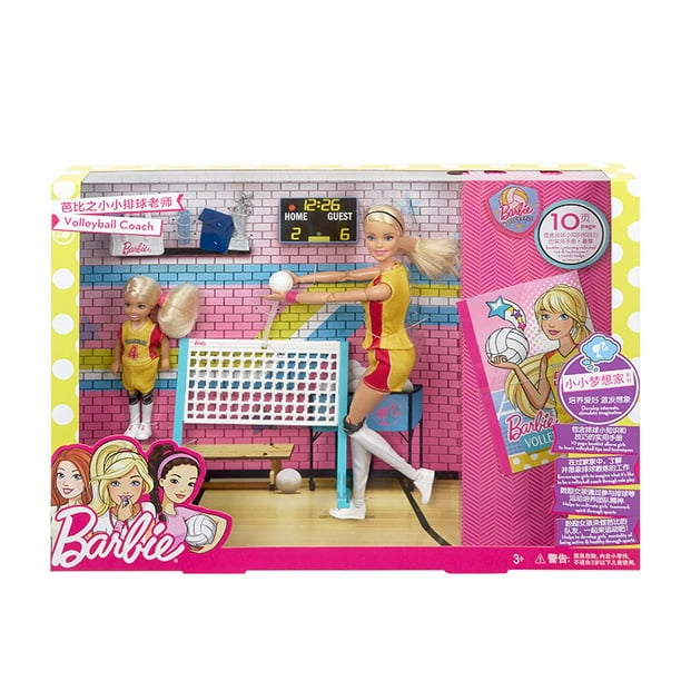 Barbie de Mattel, muñeca de moda, entrenador de voleibol, profesora con bebé pequeño, Barbie, princesa, juguete para jugar a las casitas, modelo Boneca FRL33, regalo para niños xuanjing unisex