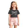 thumbnail image 4 of Bainana Summer T Shirts For Girls Bowknot Print Short Sleeve Graphic Tees Comfortable Casual Teen Kids Outdoor Play Crew Neck Tshirts Size 1-14 Years, 4 of 4