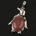 thumbnail image 1 of Collier Pendentif Pingouin Femme Pierre Naturelle Œil de Tigre Mignon Animal Homme, 1 of 6