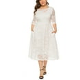 thumbnail image 2 of under $5 JINMGG Womens Plus Size $5 Women's Fashion Large Size Hollow Lace Pocket Dress Evening Dress Long Skirt White XXXXL, 2 of 4