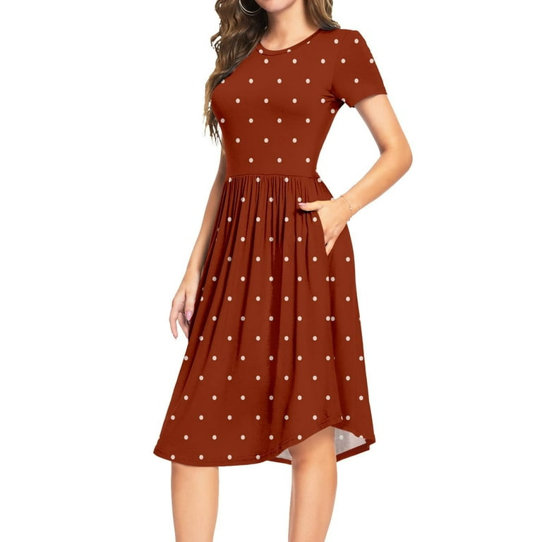 HAOMEILI Women Casual Short Long Sleeve Dresses Empire Waist Knee Length Loose Dress with Pockets Walmart