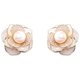thumbnail image 2 of Pendientes de flores tridimensionales ENTASSER aguja de plata camelia de nácar con circonitas, 2 of 5