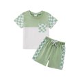 thumbnail image 4 of GYRATEDREAM Toddler Baby Boys Summer Clothes Set Checkerboard Short Sleeve T-Shirt Shorts 2Pcs Outfits 12 Months-5 Years, 4 of 9
