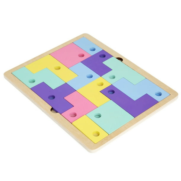 Sliding Blocks Learning Education Math Wooden Jigsaw Puzzle Toys Kids 3D wood Colorful Geometry