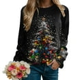 thumbnail image 4 of TTUHYWXI Womens Green Red Christmas Sweatshirts Xmas Tree Snowflake Printed Long Sleeve Pullover (Black, XXL), 4 of 6