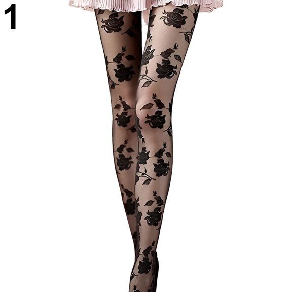 TELOLY 1 Pair Lace Patterned Tights Floral Stockings Pattern Leggings Tights Net Pantyhose for Women and Girls Supplies
