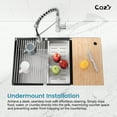 thumbnail image 5 of 33″x19″ Stainless Steel Kitchen Sink, Single Bowl, Undermount Handmade Sink in Brushed, with Cutting Board, Colander, SS-BR07D-331908, 5 of 12