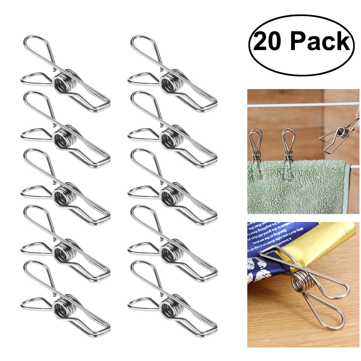 Multipurpose Stainless Steel Clips Clothes Pin Peg Holders Clothing Clips 20pcs 