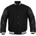 thumbnail image 2 of DECKRA Genuine Leather Sleeve, Wool Blend Letterman Varsity Jacket, Men's, Boys, 2 of 4