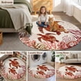 thumbnail image 5 of Ocean Red Turtles Round Area Rug 7Ft Washable Circle Rugs for Dorm Laundry Room, Coastal Coral Vintage Seagrass Flowers Non-Slip Carpet Floor Mats Indoor Outdoor Carpet Runner Aesthetic Home Decor, 5 of 8
