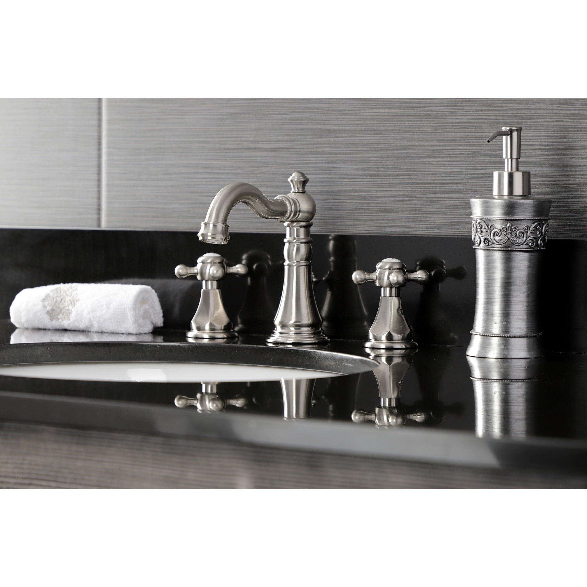 Kingston Brass FSC1978BX Metropolitan Widespread Bathroom Faucet with Pop-Up Drain, Brushed Nickel