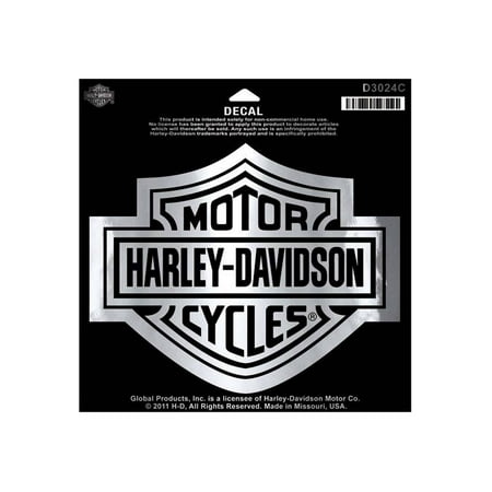 Harley Bar - Harley-Davidson Bar & Shield Chrome Large Decal, Large Size Sticker D3024C, Harley Davidson