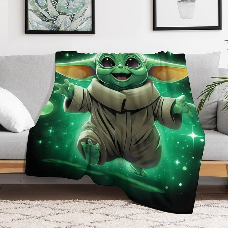 Cozy Kids Baby Yoda Cartoon Blanket Ultra Soft Fleece Throw Blanket for Children Warm Plush Child Friendly Snuggle Blanket