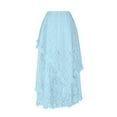 thumbnail image 6 of Women Renaissance Long Maxi Skirt Double Layered Ruffled Irregular Chiffon Skirts Light Blue L, 6 of 7