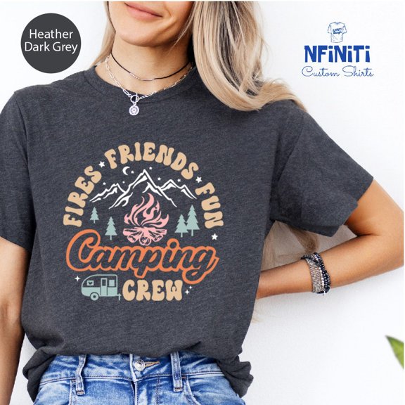 Campfire Friends Matching Shirt, Fires Friends Fun Camping Crew Tees, Mountain Camp Caravan Tshirt, Camping Friends Funny Saying Tshirt Unisex S-5Xl Hot Trending Shirt, Vintage Birthday Gift