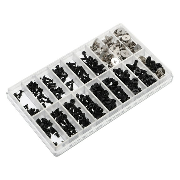 IBASETOY 360 Pcs Compact Motherboard Mounting Screws Black Steel Set for Electronics Assembly Repairing Back to School
