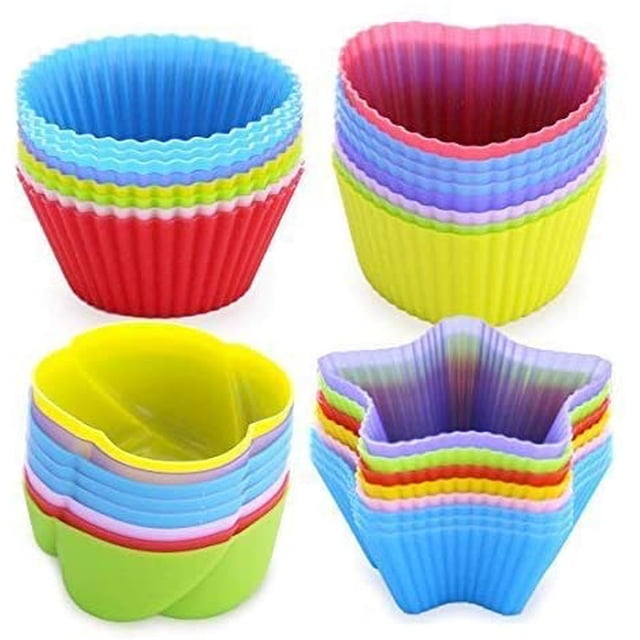 Muffin Liners - 32-Pack Of Reusable Baking Cups, Silicone Baking Molds, Muffin Molds, Cupcake Liners