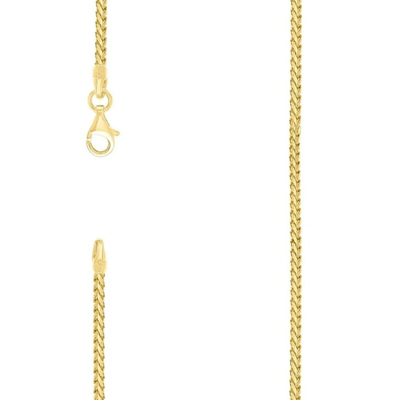 925 Silver Solid Franco Chain Yellow 2mm Necklace 18 Inch Chain Necklace for Women and Men