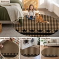 thumbnail image 6 of 3ft Round Rug, Brown Black Plaid Non-Skid Rubber Backing Large Area Rugs - Living Room Bedroom Home Office, Vintage Rustic Star Buffalo Check Indoor Floor Mat Carpets Washable Rug, 6 of 9