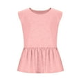 thumbnail image 3 of Cethrio Girls T-Shirts 2025, Crewneck Casual Pleated Summer Sleeveless Tops Pink Size 10-12 T, 3 of 6