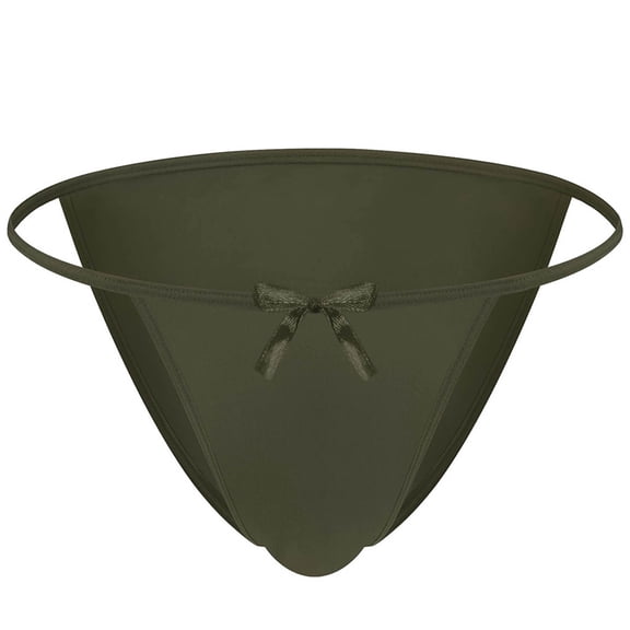 Mens Thong Underwear - Ultra Soft Stretchy Fabric, Low Rise, Army Green, One Size Fits Most, Comfortable Male Thong,Size Free Size
