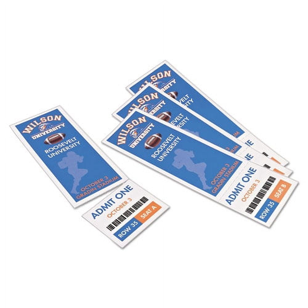 "Printable Tickets W/tear-Away Stubs, 97 Bright, 65lb, 8.5 X 11, White, 10 Tickets/sheet, 20 Sheets/pack | Bundle of 2 Packs"