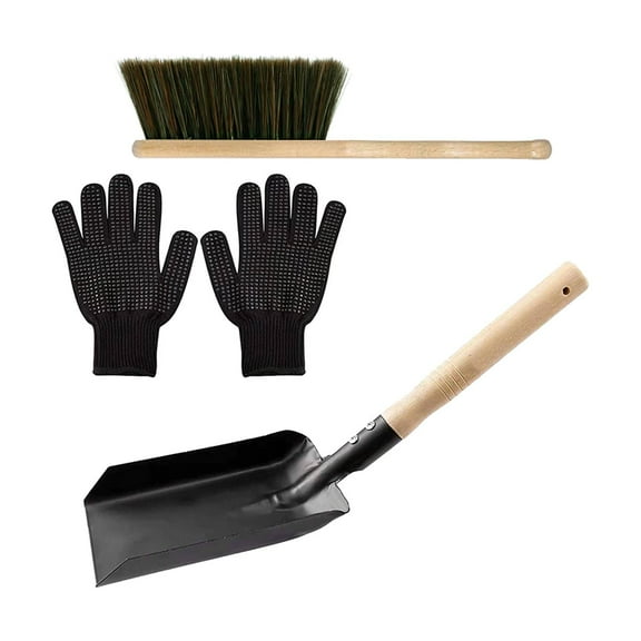 YWMJZEU Fire Fireplace Tools Metal Fireplace Broom Steel Spade And Ash Brush Set, Indoor