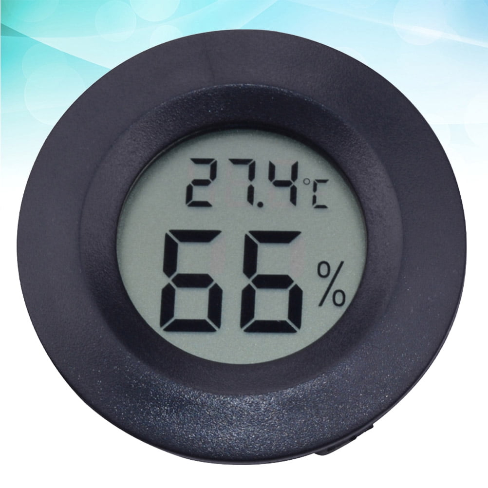 Pixnor 1pc Round Digital Hygrometer Thermometer Embedded Electronic Digital Hygrometer Acrylic Reptile Pet Humidity Meter For Pet Store Home Use Blac