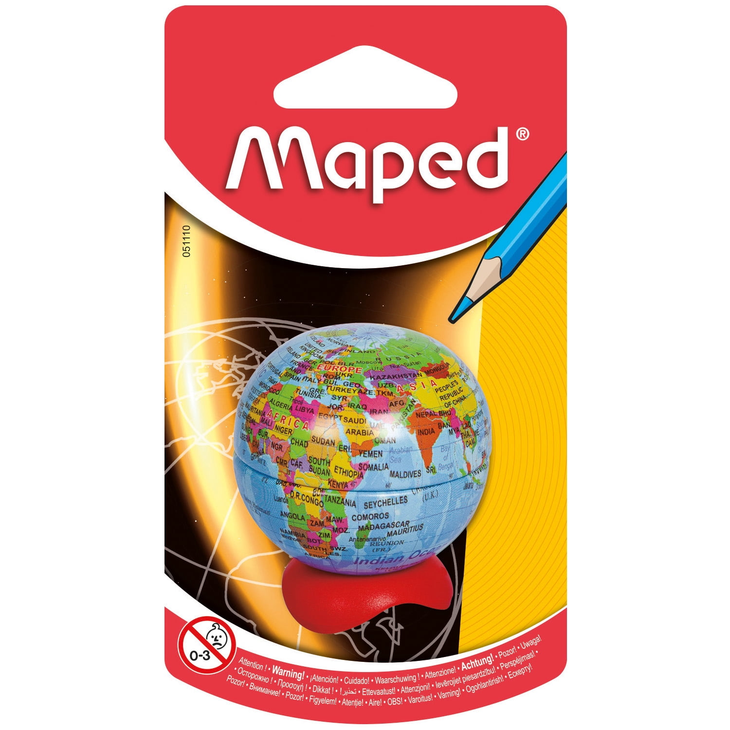 Maped Globe 1-Hole Metal Canister Pencil Sharpener, Pack of 12