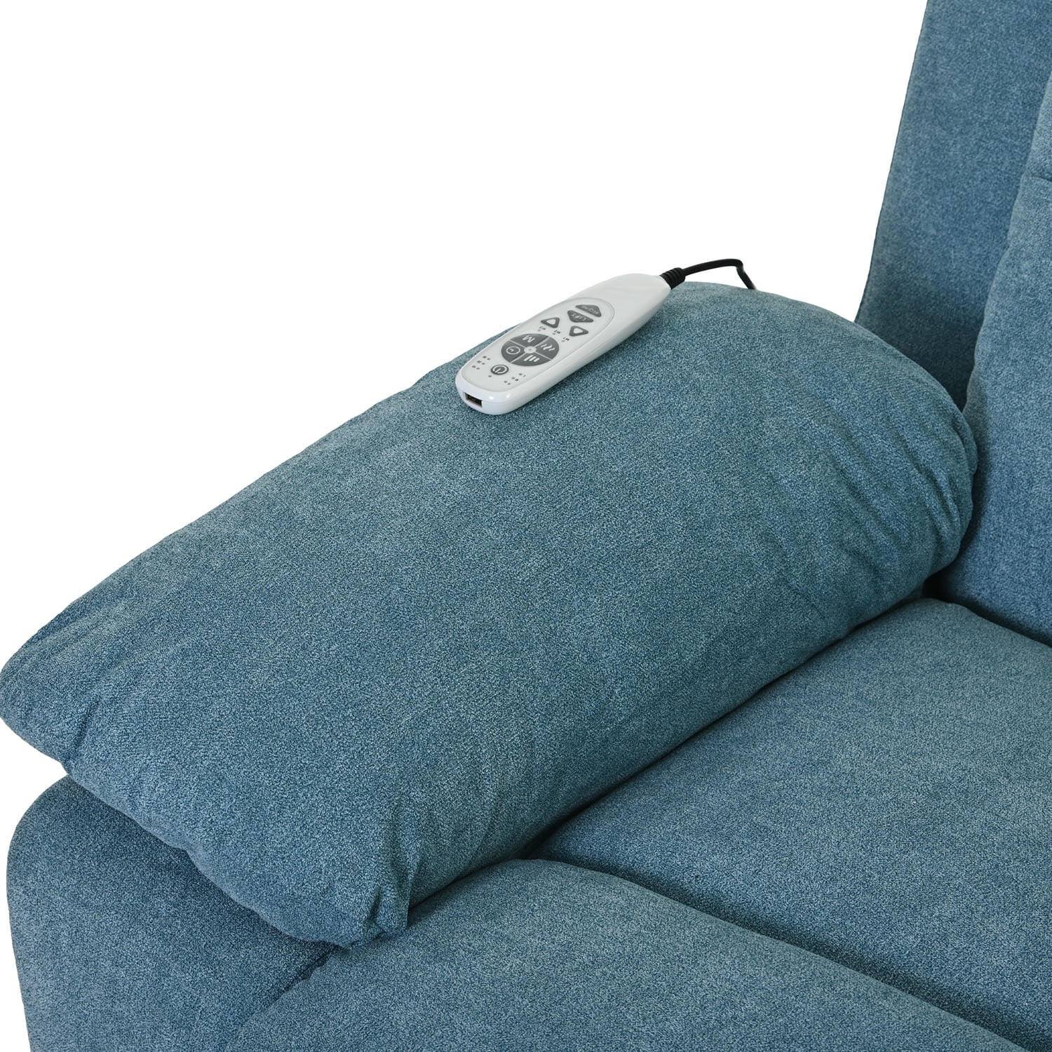 Kadyn Massage Recliner, Modern Power Lift Chair for Elderly, Linen Recliner Chair with Adjustable Massage, Heating Function and Side Pocket, Blue