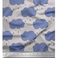 thumbnail image 1 of Soimoi Gray Silk Fabric Rainy Cloud Nature Print Fabric by Yard 42 Inch Wide, 1 of 3