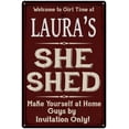 thumbnail image 1 of LAURA'S She Shed Red Sign Lady Cave Sign 16 x 24 Matte Finish Metal 116240088025, 1 of 1